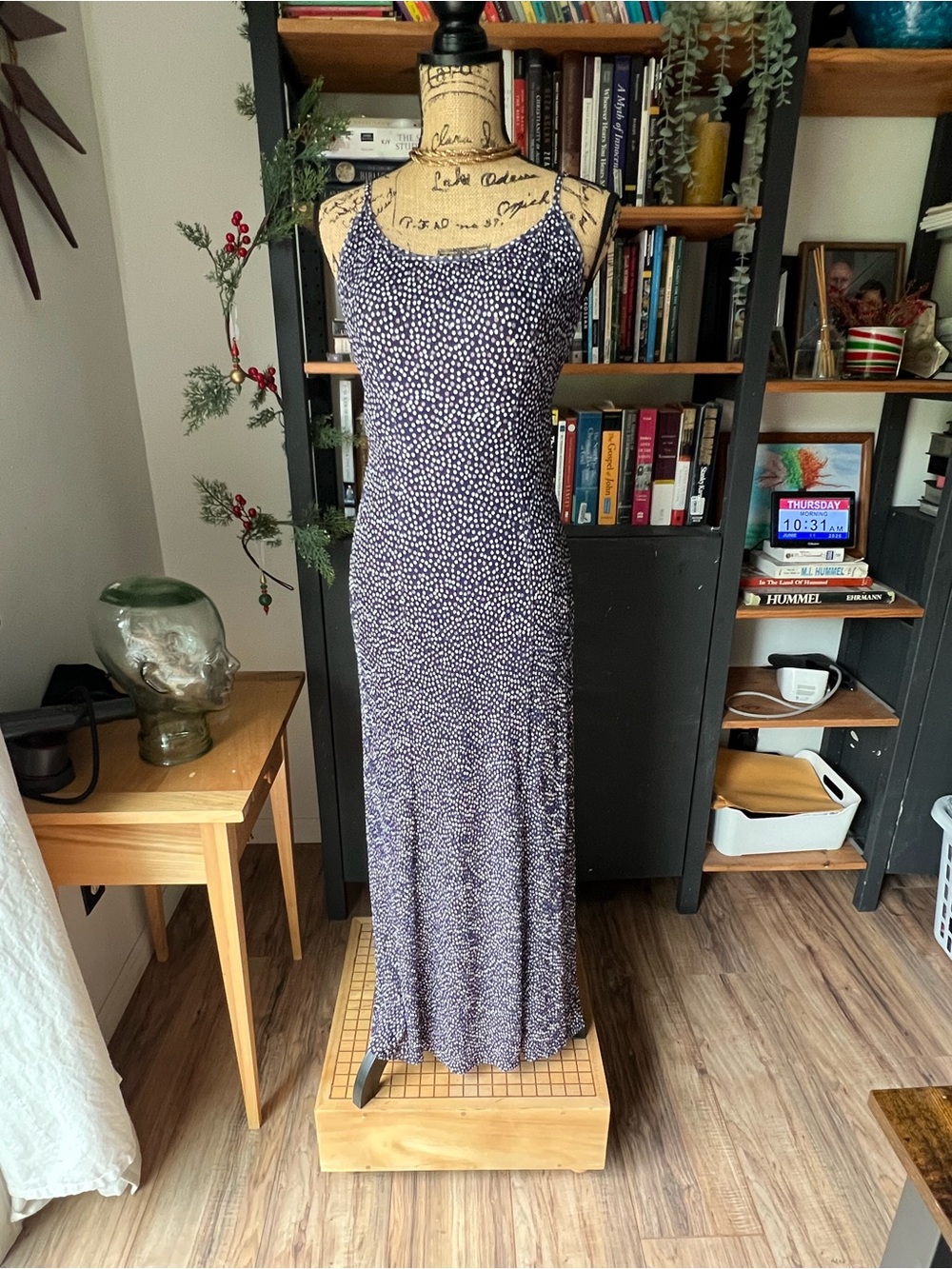 Free People Navy Speckled Slip Maxi Dress